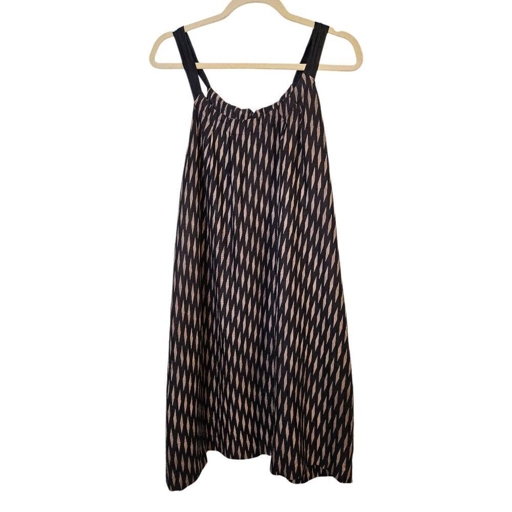 Floreat by Anthropologie black and tan sleeveless silk above knee dress. Size M/
